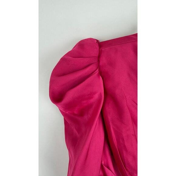 Mac Duggal Structured Long Sleeve Satin Mini Dress Hot Pink Womens Size 6 New - Picture 8 of 11